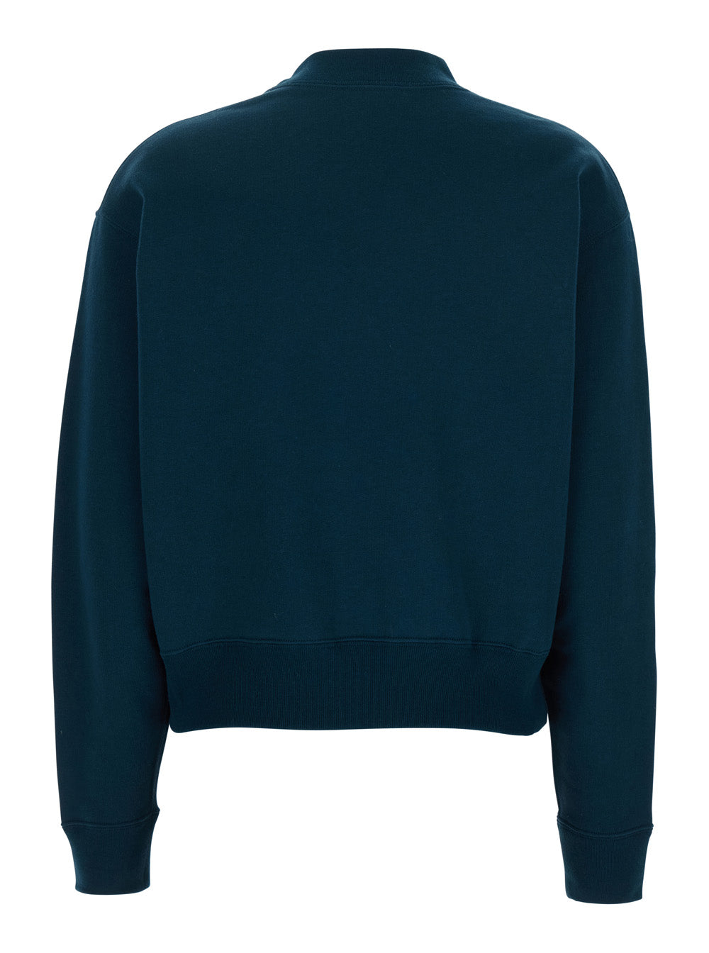 Chloé Women Blue Crewneck Sweatshirt With Logo Lettering Print In Cotton Woman
