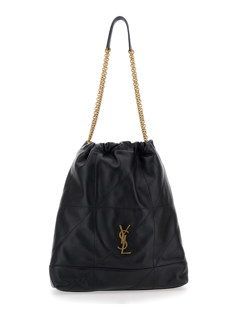 Saint Laurent Women 'Jamie' Black Crossbody Bag With Two Top Chain-Link Handles And Cassandre Plaque On The Front In Leather Woman