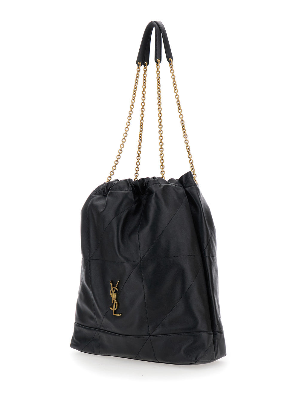 Saint Laurent Women 'Jamie' Black Crossbody Bag With Two Top Chain-Link Handles And Cassandre Plaque On The Front In Leather Woman