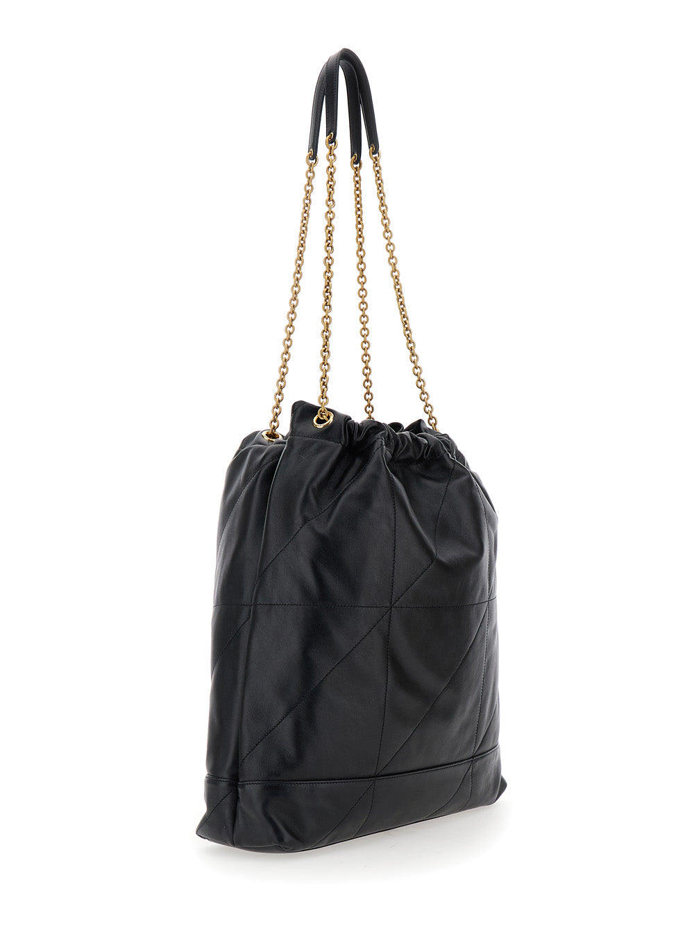 Saint Laurent Women 'Jamie' Black Crossbody Bag With Two Top Chain-Link Handles And Cassandre Plaque On The Front In Leather Woman