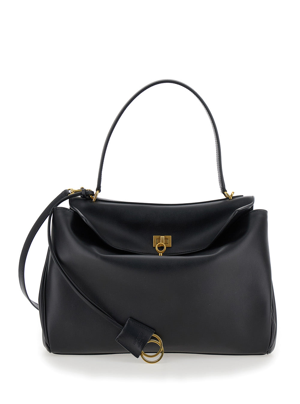 Balenciaga Women 'Medium Rodeo' Black Handbag With Detachable Key Holder In Smooth Leather Woman