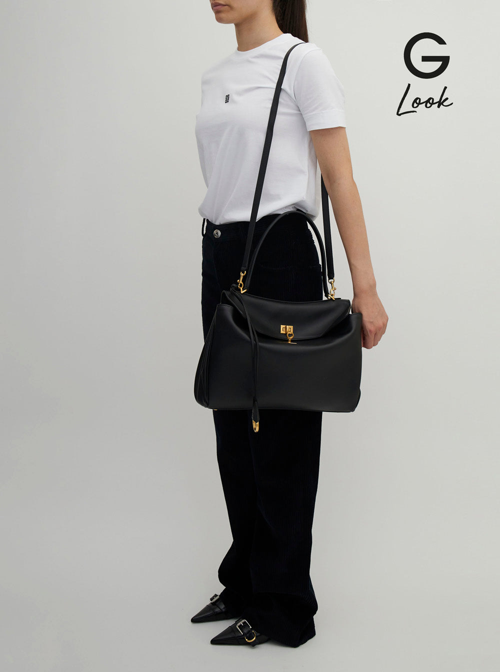 Balenciaga Women 'Medium Rodeo' Black Handbag With Detachable Key Holder In Smooth Leather Woman