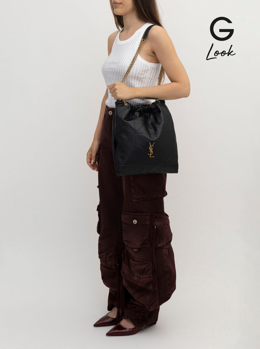 Saint Laurent Women 'Jamie 4.3 Pochon' Black Crossbody Bag With Cassandre In Quilted Leather Woman