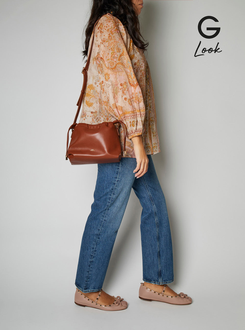 A.P.C. Women 'Ninon Mini' Brown Crossbody Bag With Embossed Logo On The Front And Adjustable Shoulder Strap In Ecoleather Woman