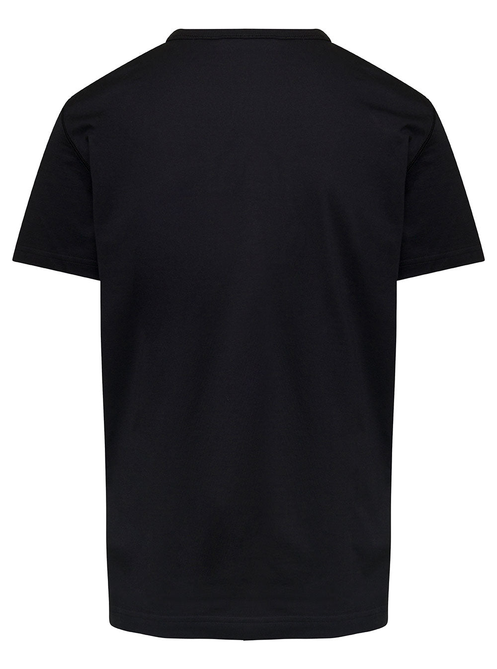 Dolce & Gabbana Men Black T-Shirt With Logo Tag Detail On The Front In Cotton Man