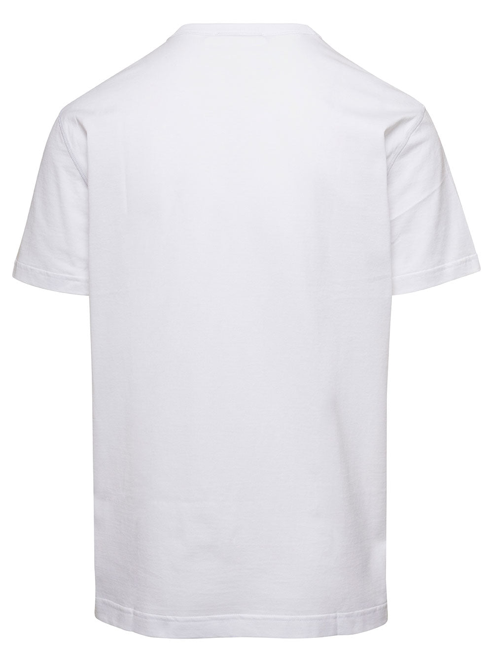 Dolce & Gabbana Men White Crewneck T-Shirt With Logo Plate In Cotton Man