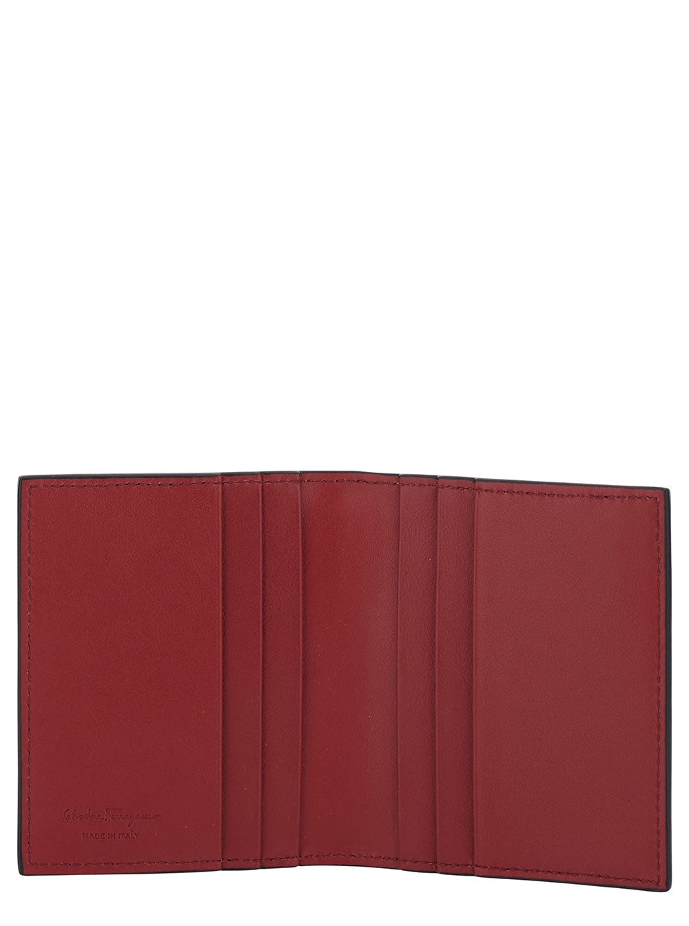 Porta-cartões Ferragamo masculino preto com detalhe Gancini em couro.