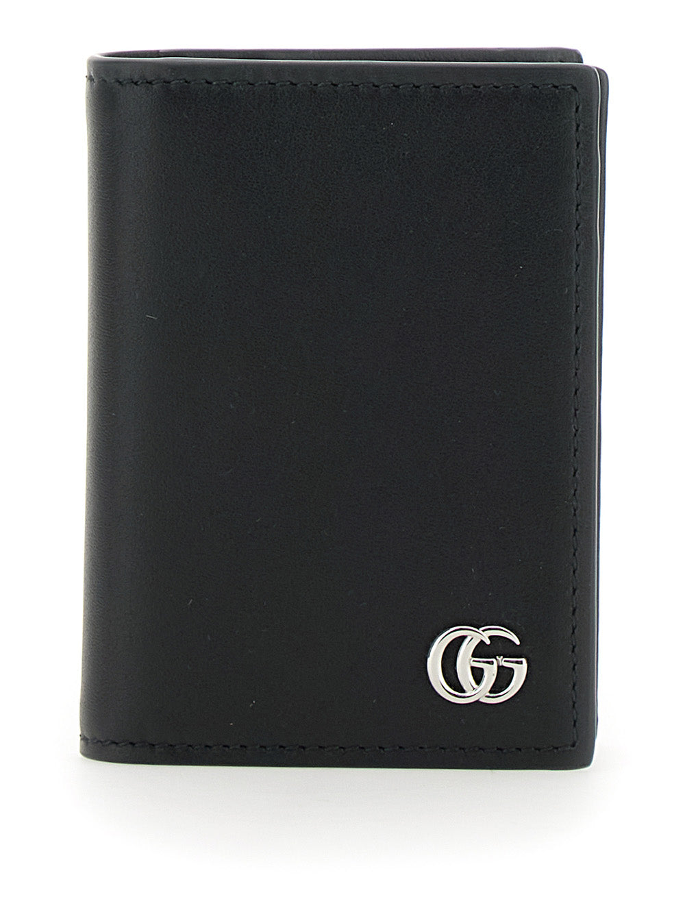 Gucci Men Black Card Holder With Double G Detail On The Front In Leather Man