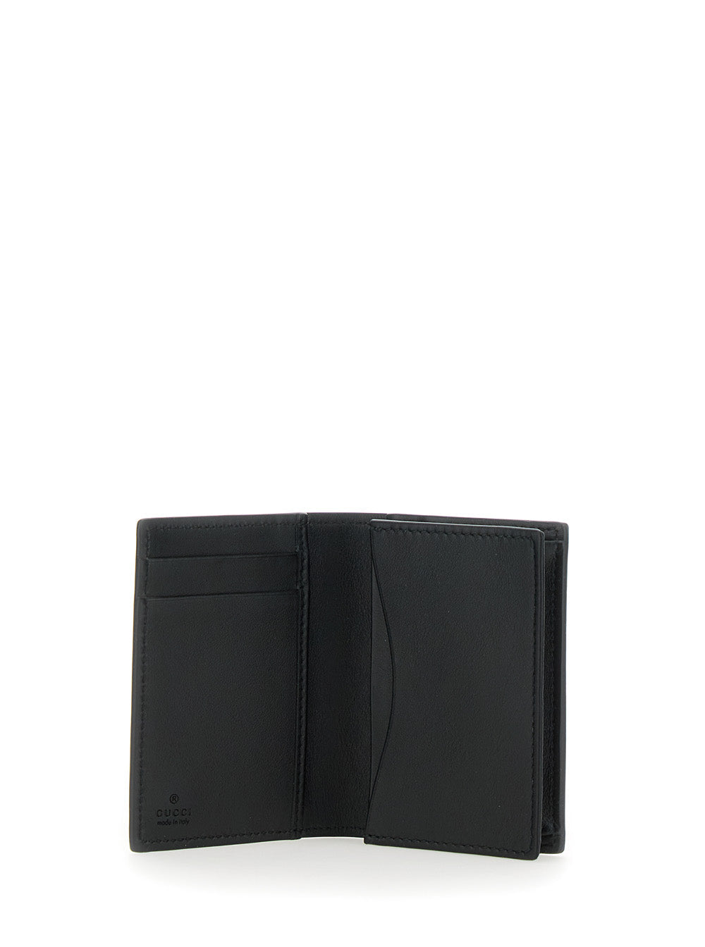 Gucci Men Black Card Holder With Double G Detail On The Front In Leather Man