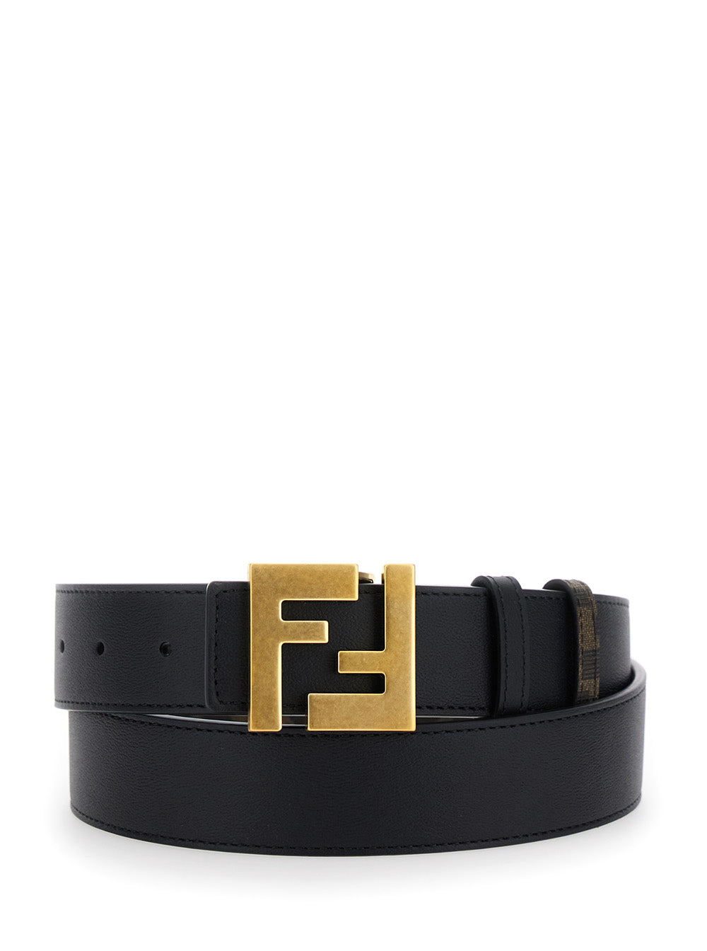 Fendi Men Brown Reversible Belt With Ff Buckle In Leather Man