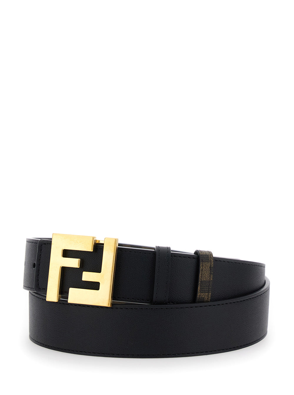 Fendi Men Brown Reversible Belt With Ff Buckle In Leather Man