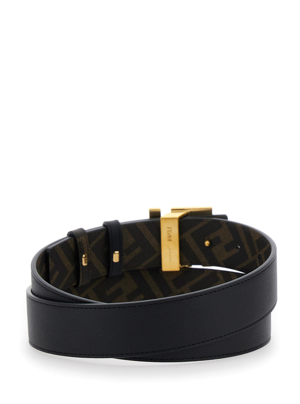 Fendi Men Brown Reversible Belt With Ff Buckle In Leather Man