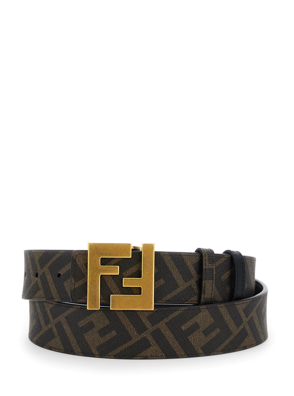 Fendi Men Brown Reversible Belt With Ff Buckle In Leather Man