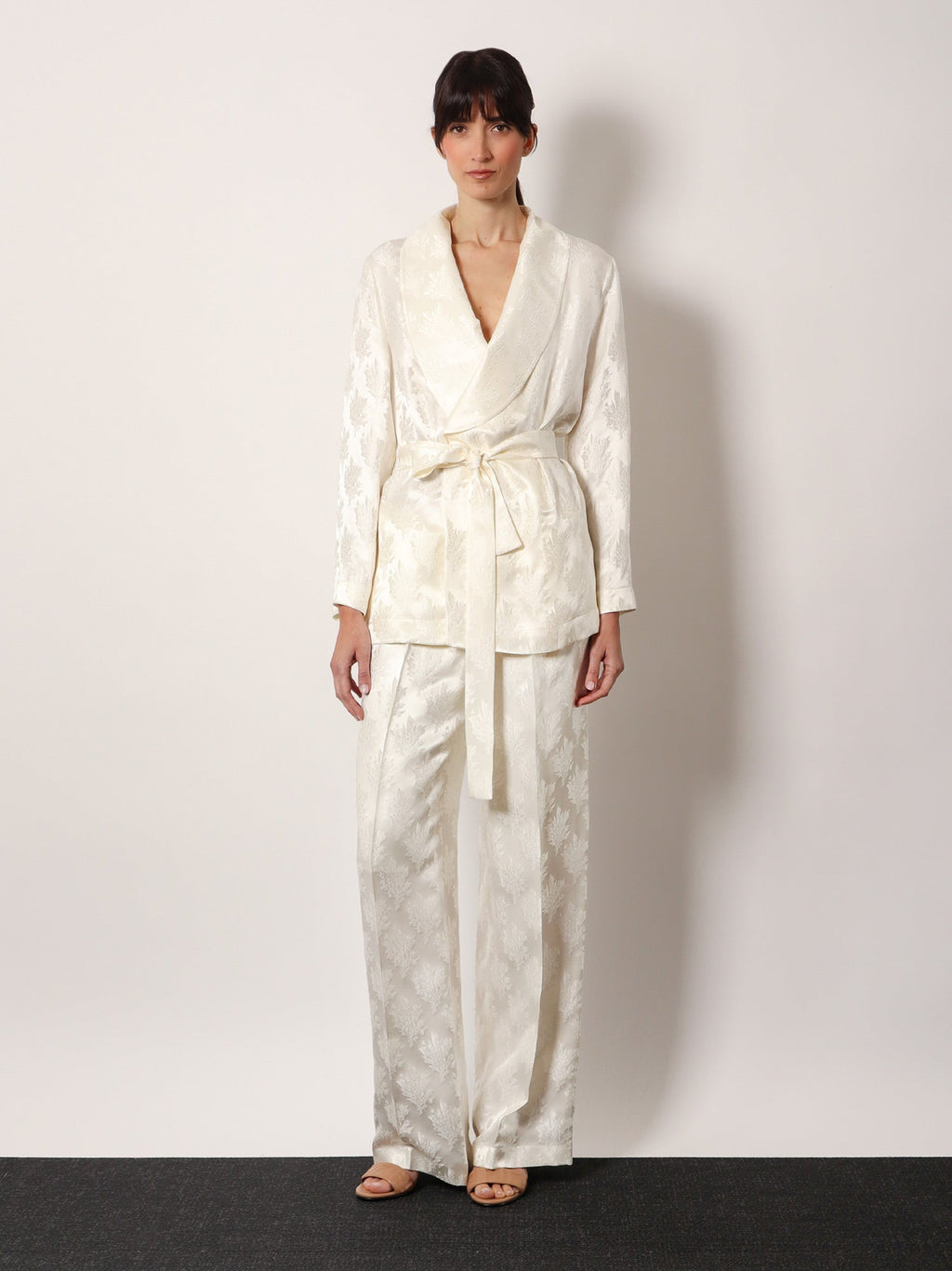 Fendi Women Jacquard Silk Trouser With Floral Motif