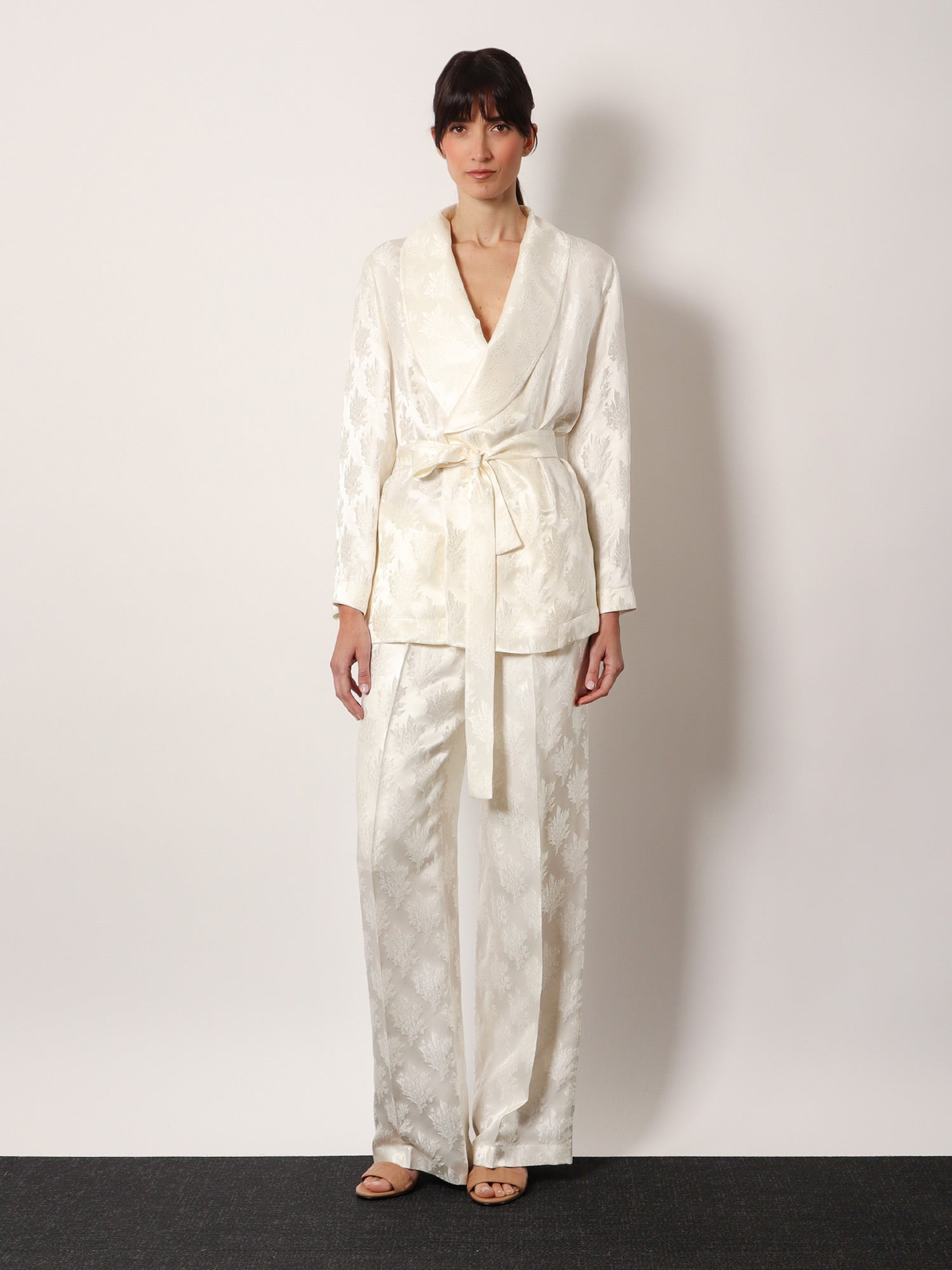 Fendi Women Jacquard Silk Trouser With Floral Motif