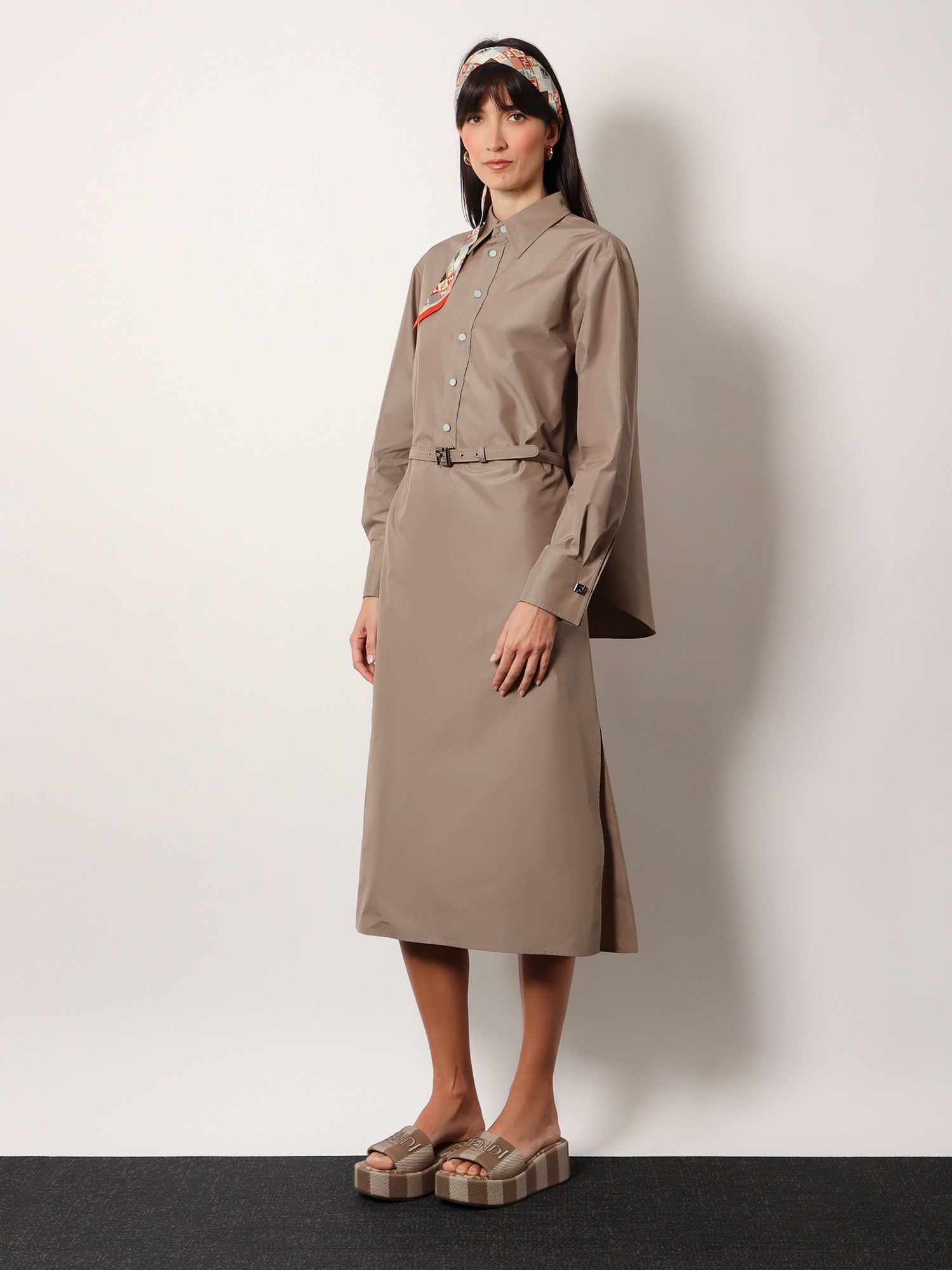 Fendi Women Cotton And Silk Chemisiere Dress