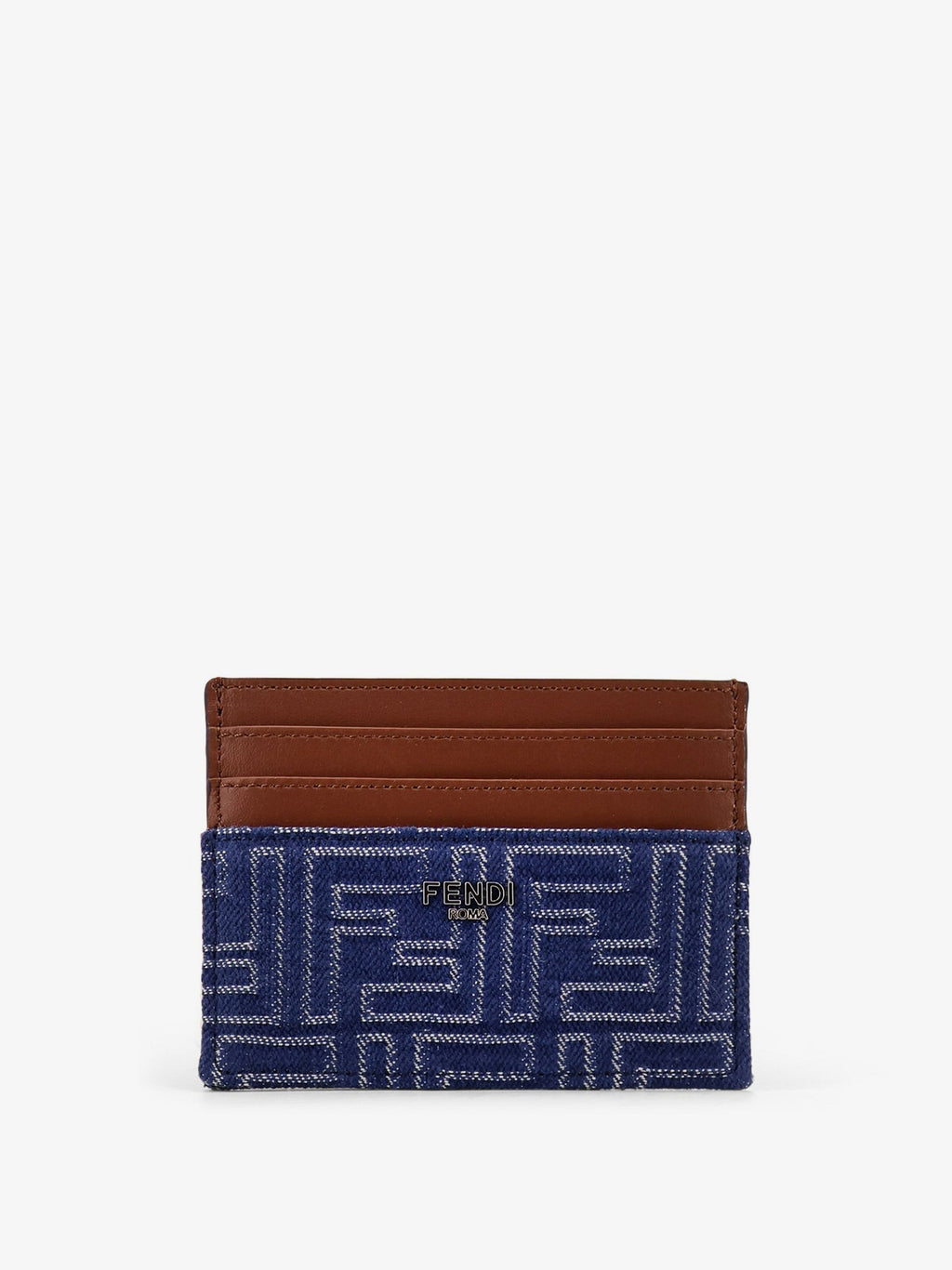 Fendi Men Jacquard Ff Fabric Cardholder With Denim Effect