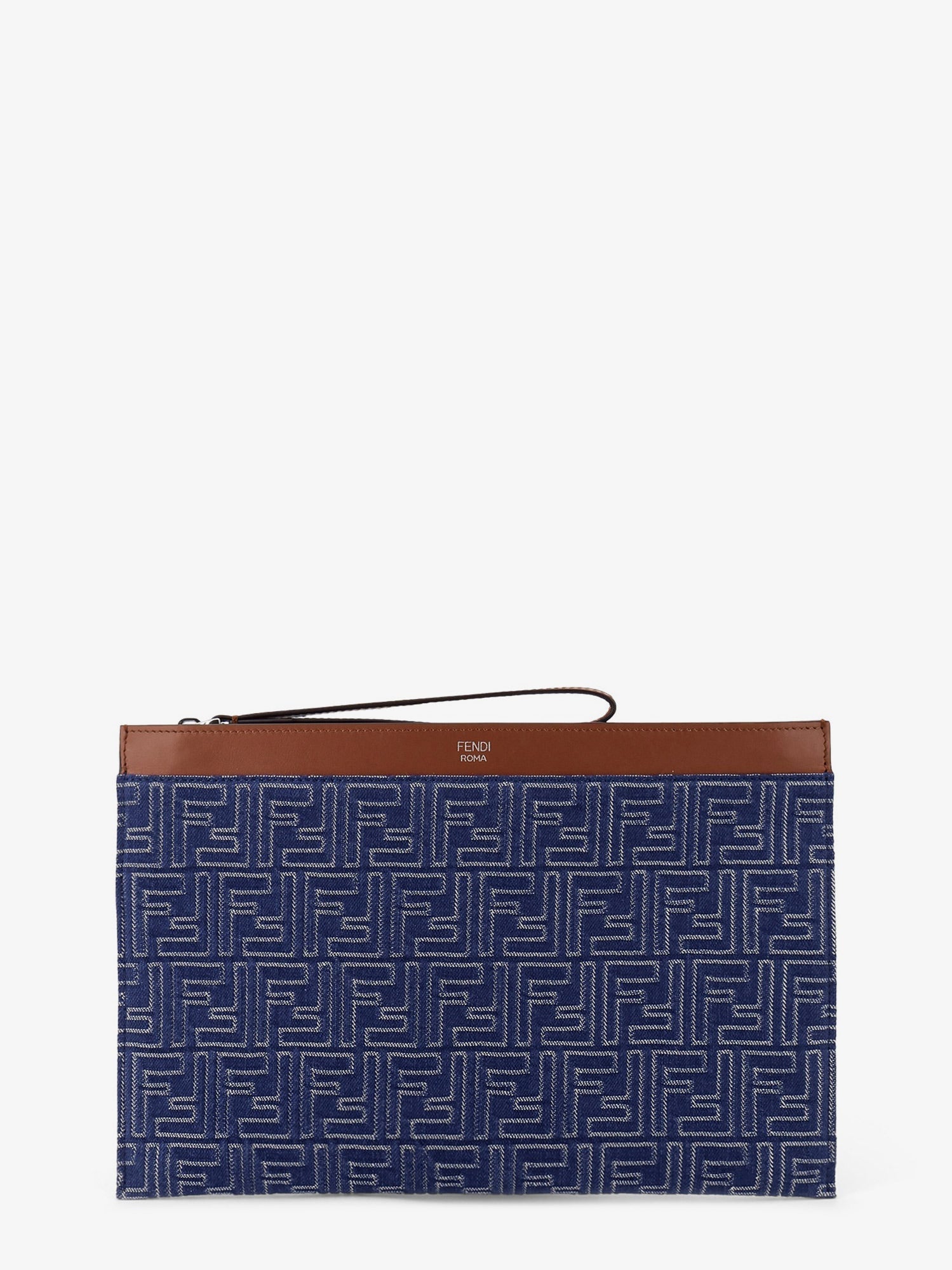 Fendi Men Ff Jacquard Denim Clutch