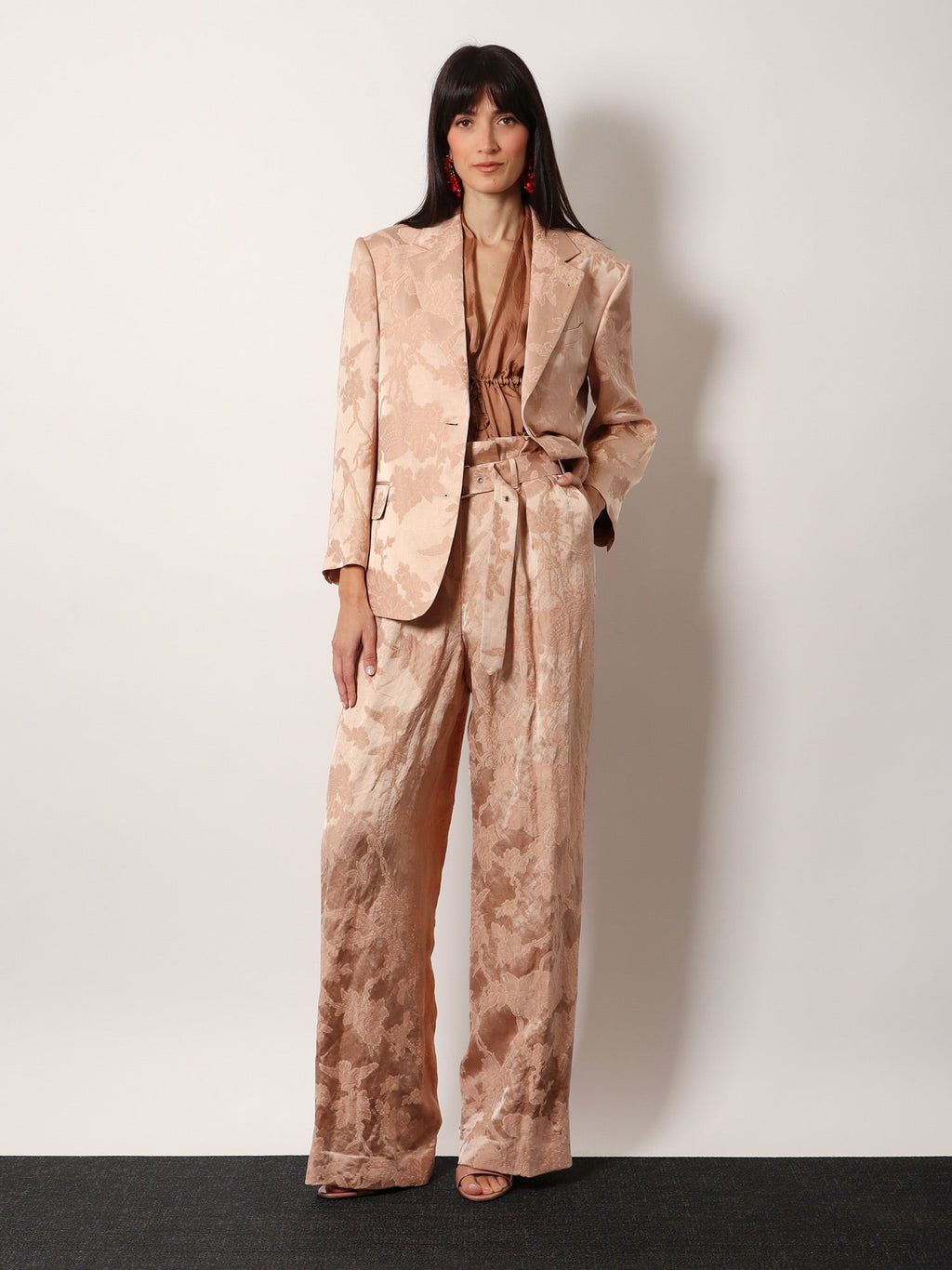 Dries Van Noten Women Jacquard Linen Blend Blazer With Floral Motif