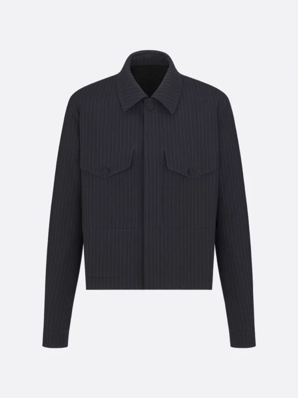 Dior Men Striped Wool Blazer With Semi-French Collar