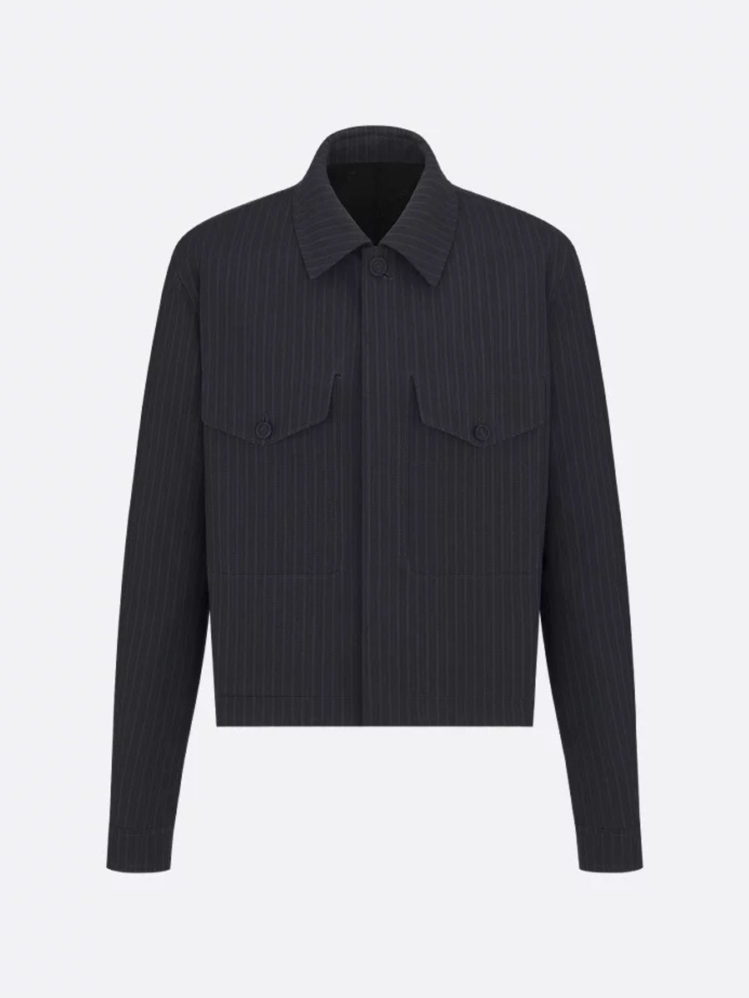 Dior Men Striped Wool Blazer With Semi-French Collar