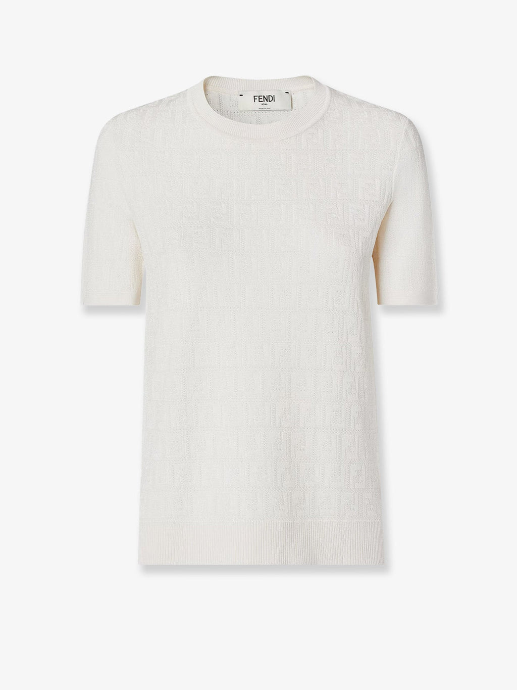 Fendi Women Cotton Blend T-Shirt With All-Over Ff Logo