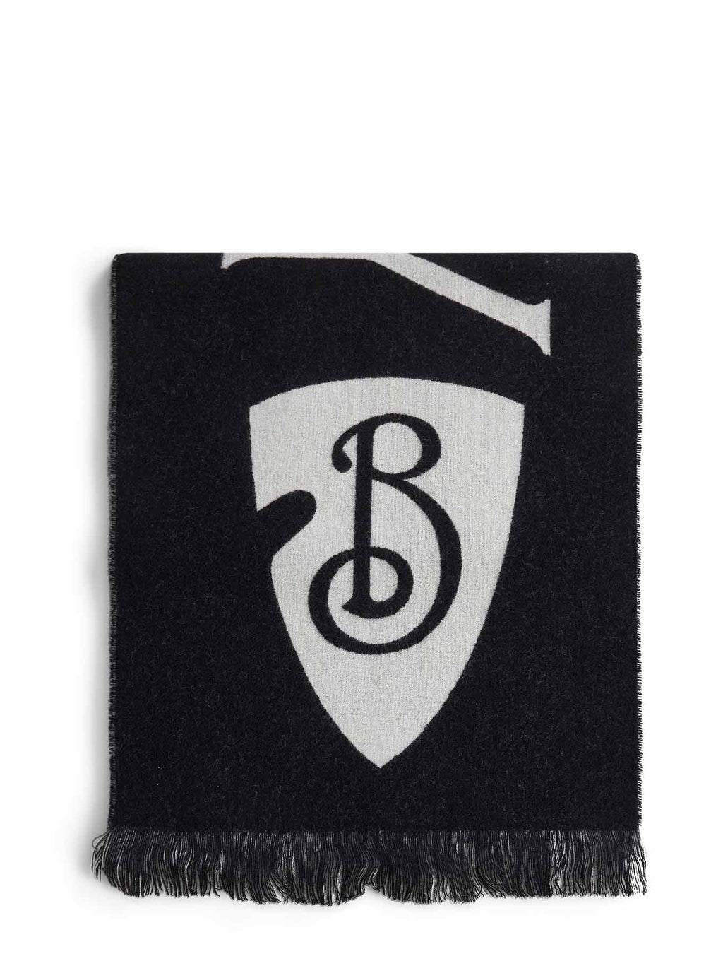 Burberry Men Black And White Wool Reversible Scarf