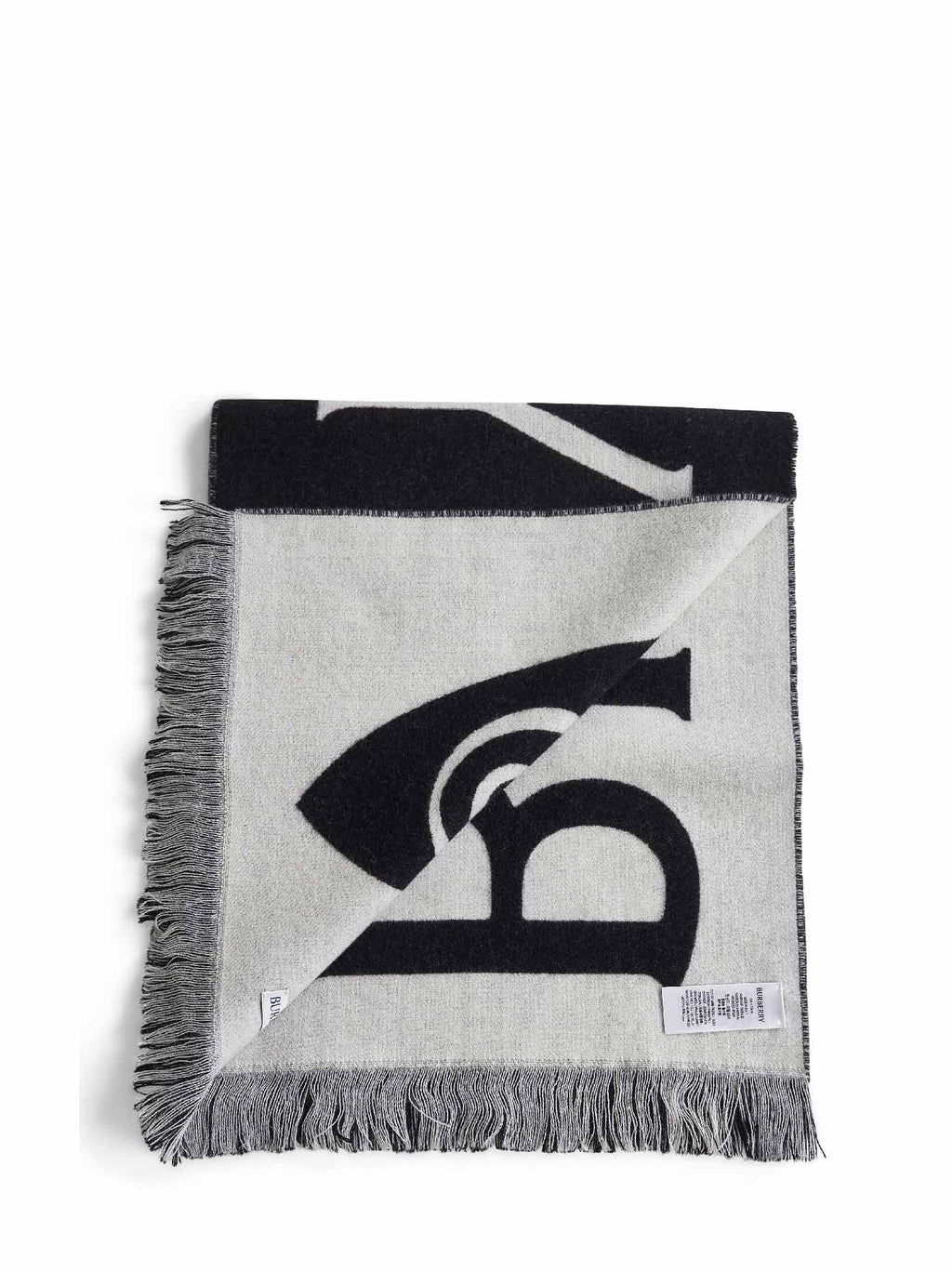 Burberry Men Black And White Wool Reversible Scarf