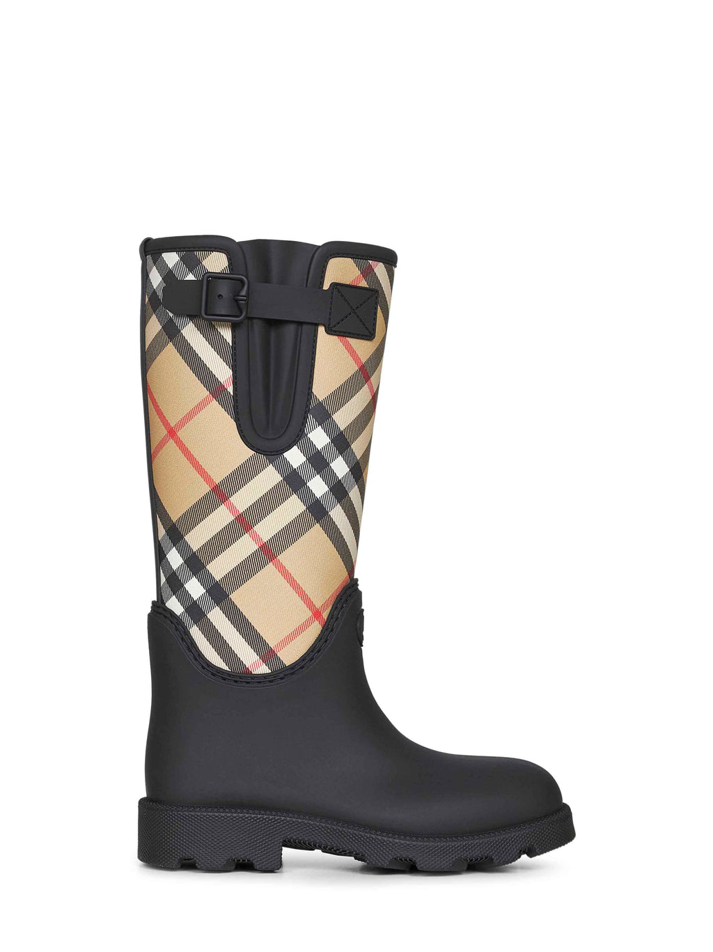 Burberry Women Black Rubber Marsh Stamp High Rain Boots