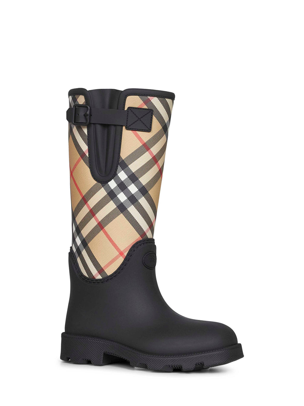 Burberry Women Black Rubber Marsh Stamp High Rain Boots