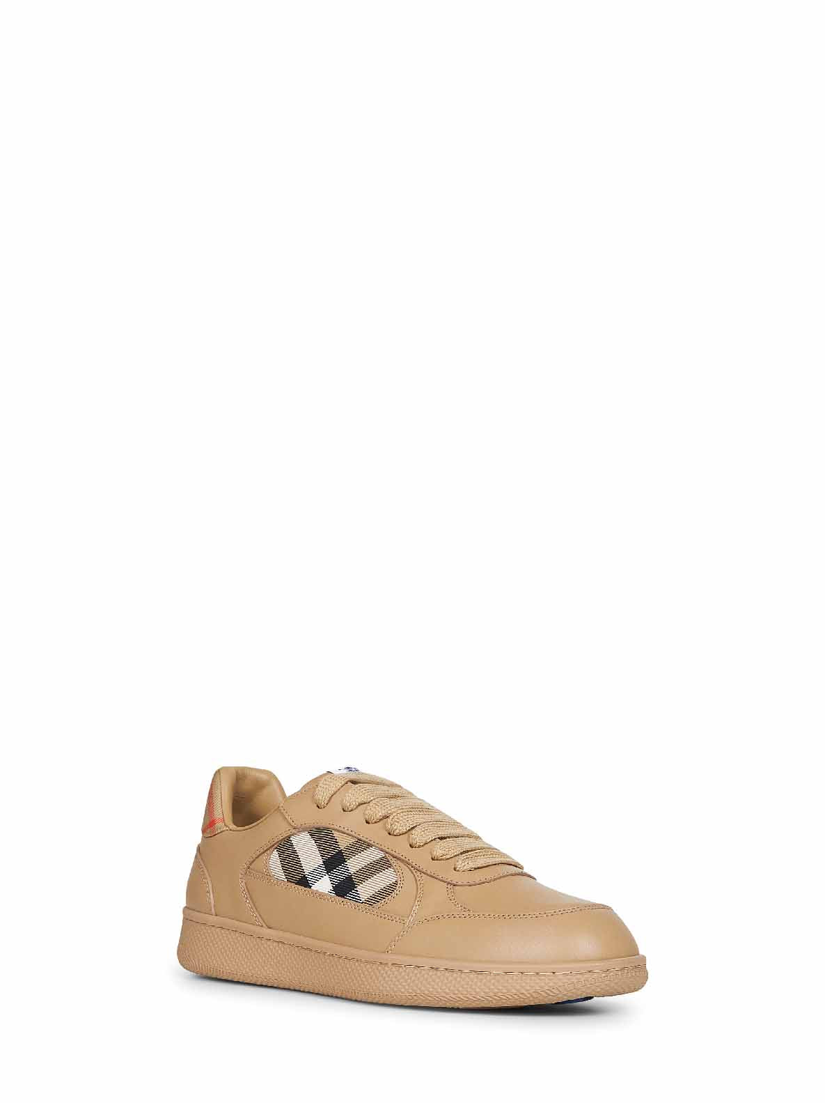 Burberry Men Beige Leather And Check Terrace Sneakers