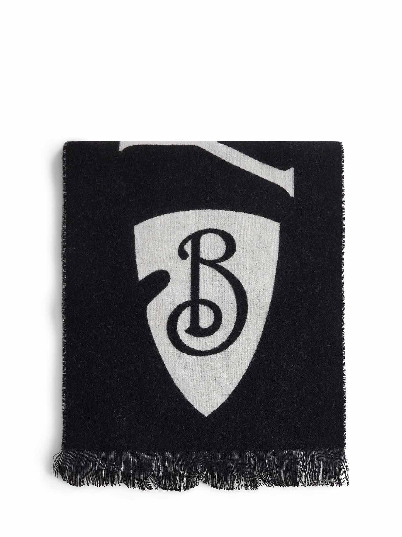 Burberry Women Black And White Wool Reversible Scarf
