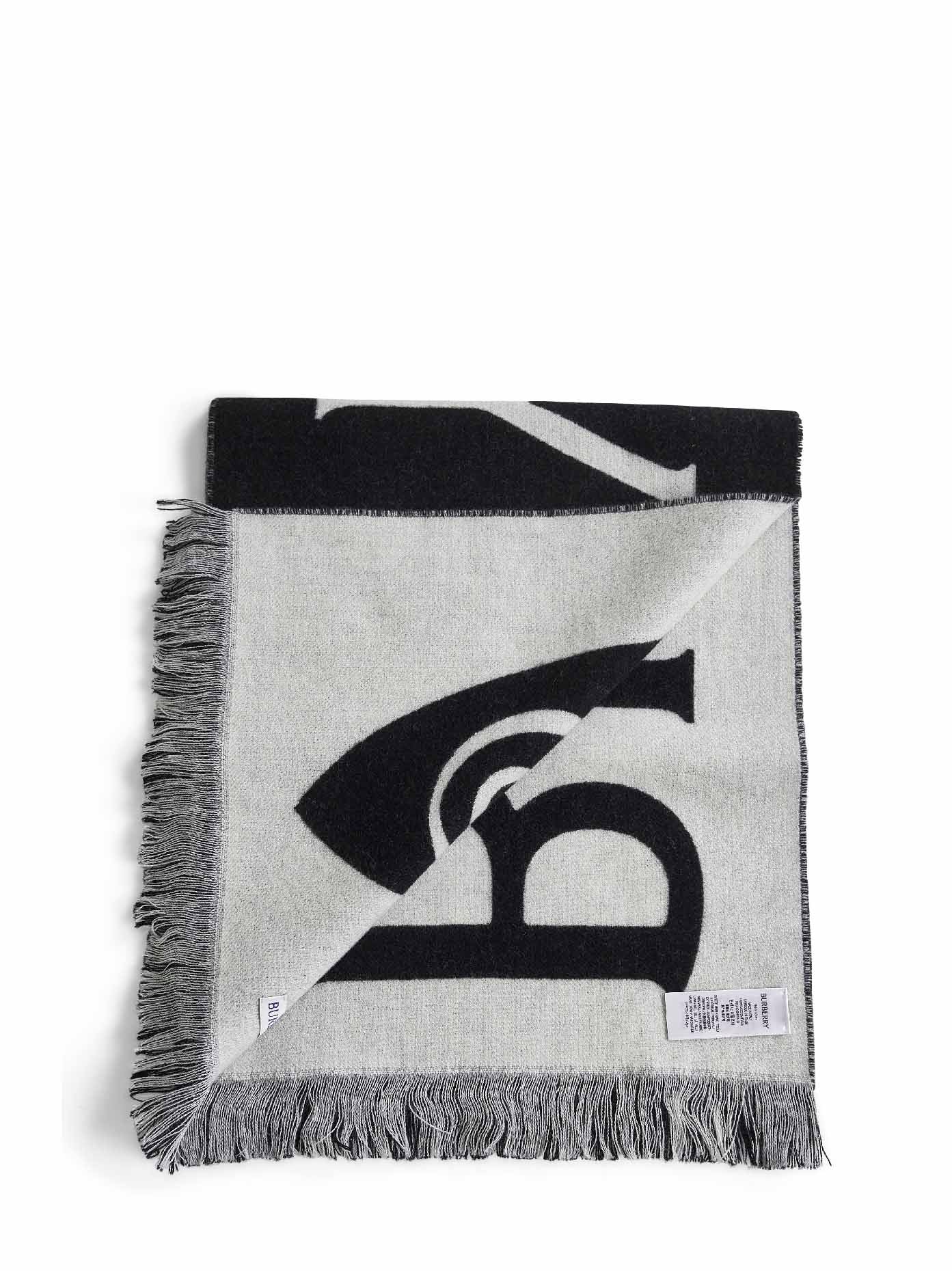 Burberry Women Black And White Wool Reversible Scarf