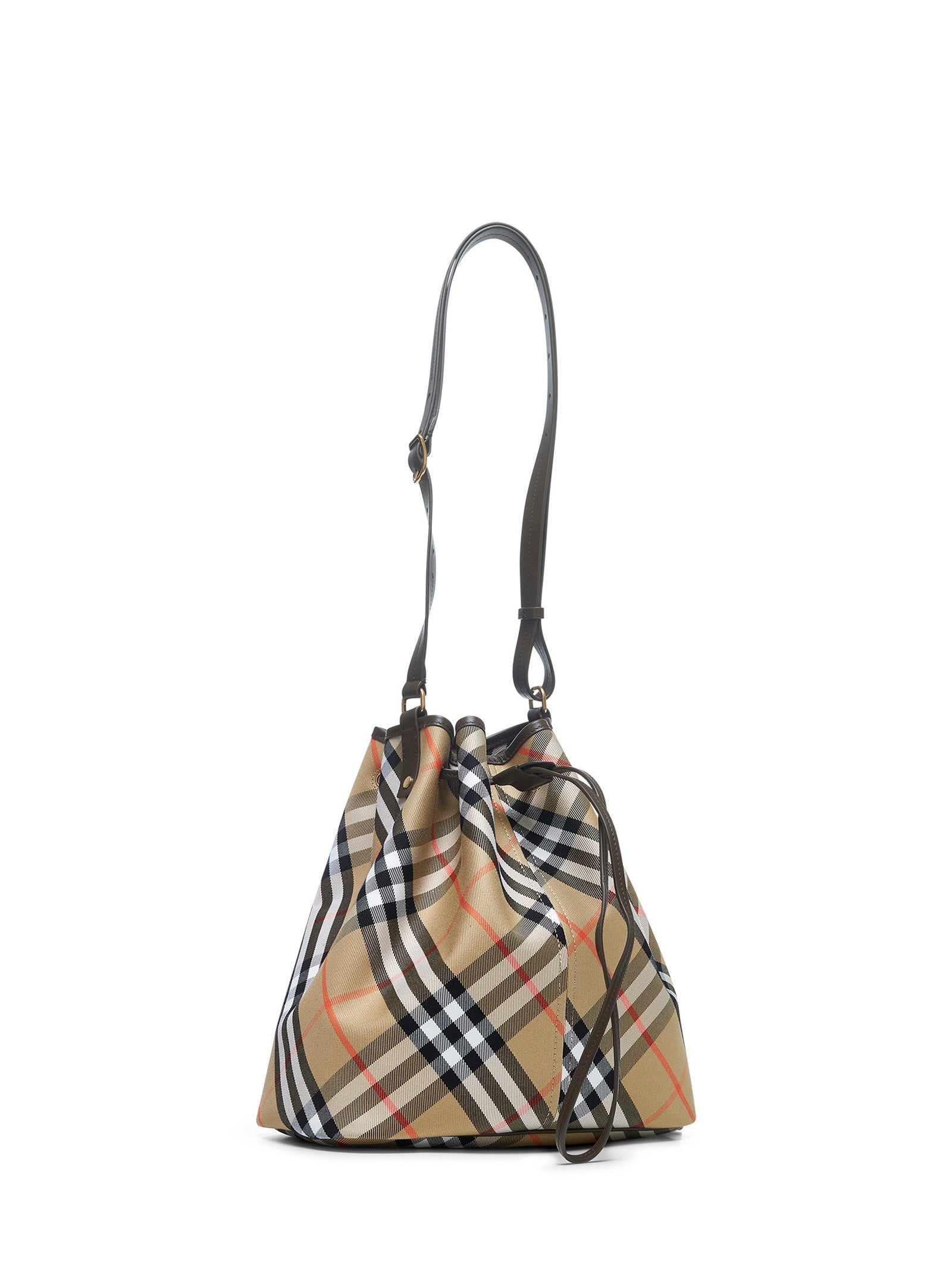Burberry Women Beige Medium Check Bucket Bag