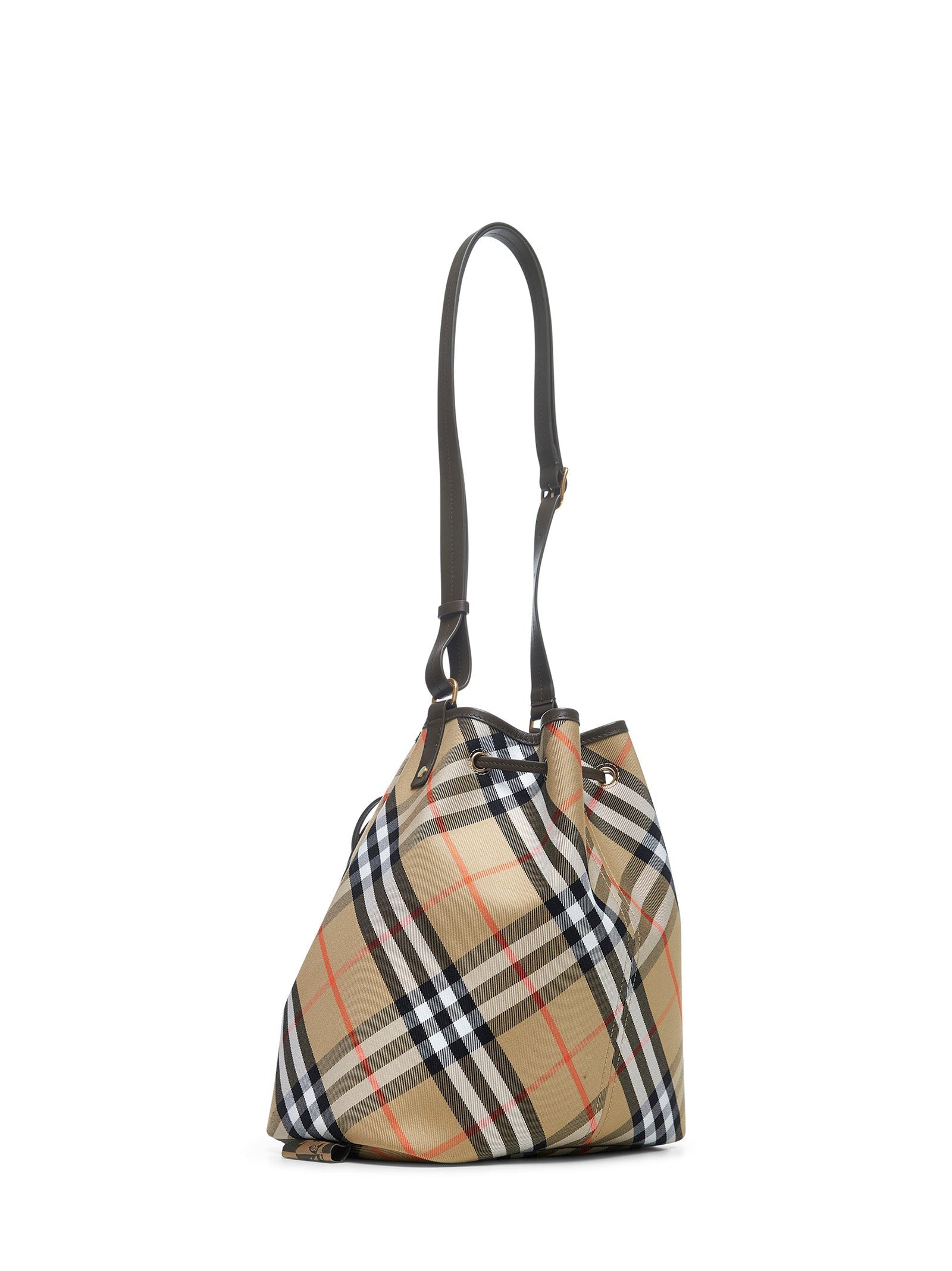Burberry Women Beige Medium Check Bucket Bag