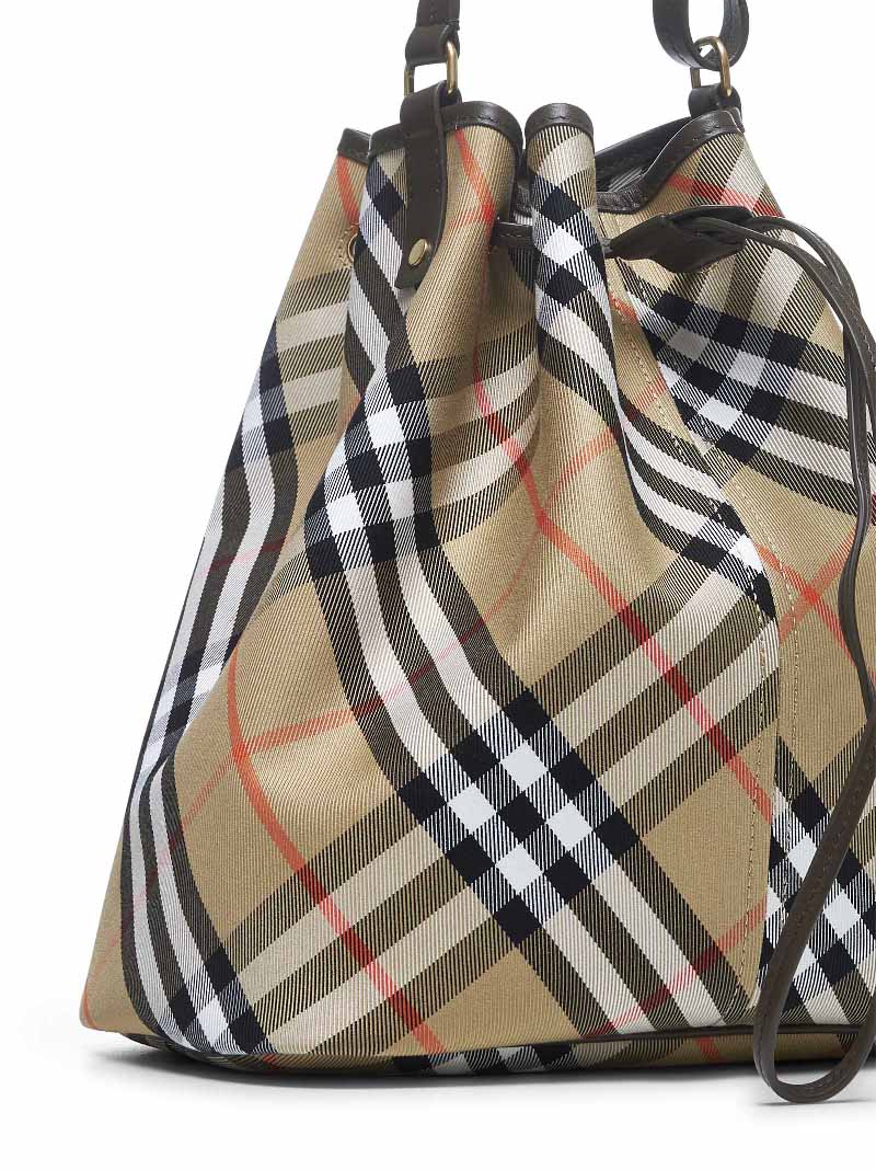 Burberry Women Beige Medium Check Bucket Bag