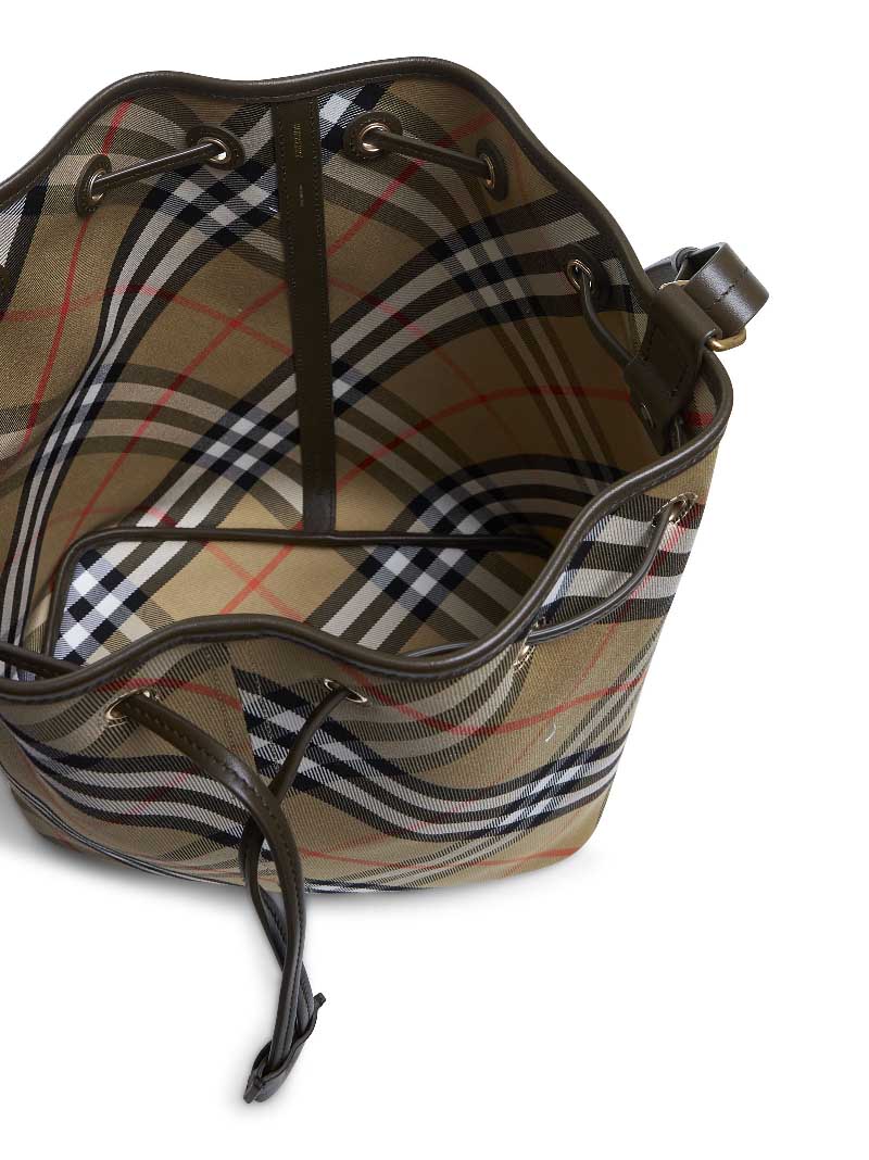 Burberry Women Beige Medium Check Bucket Bag