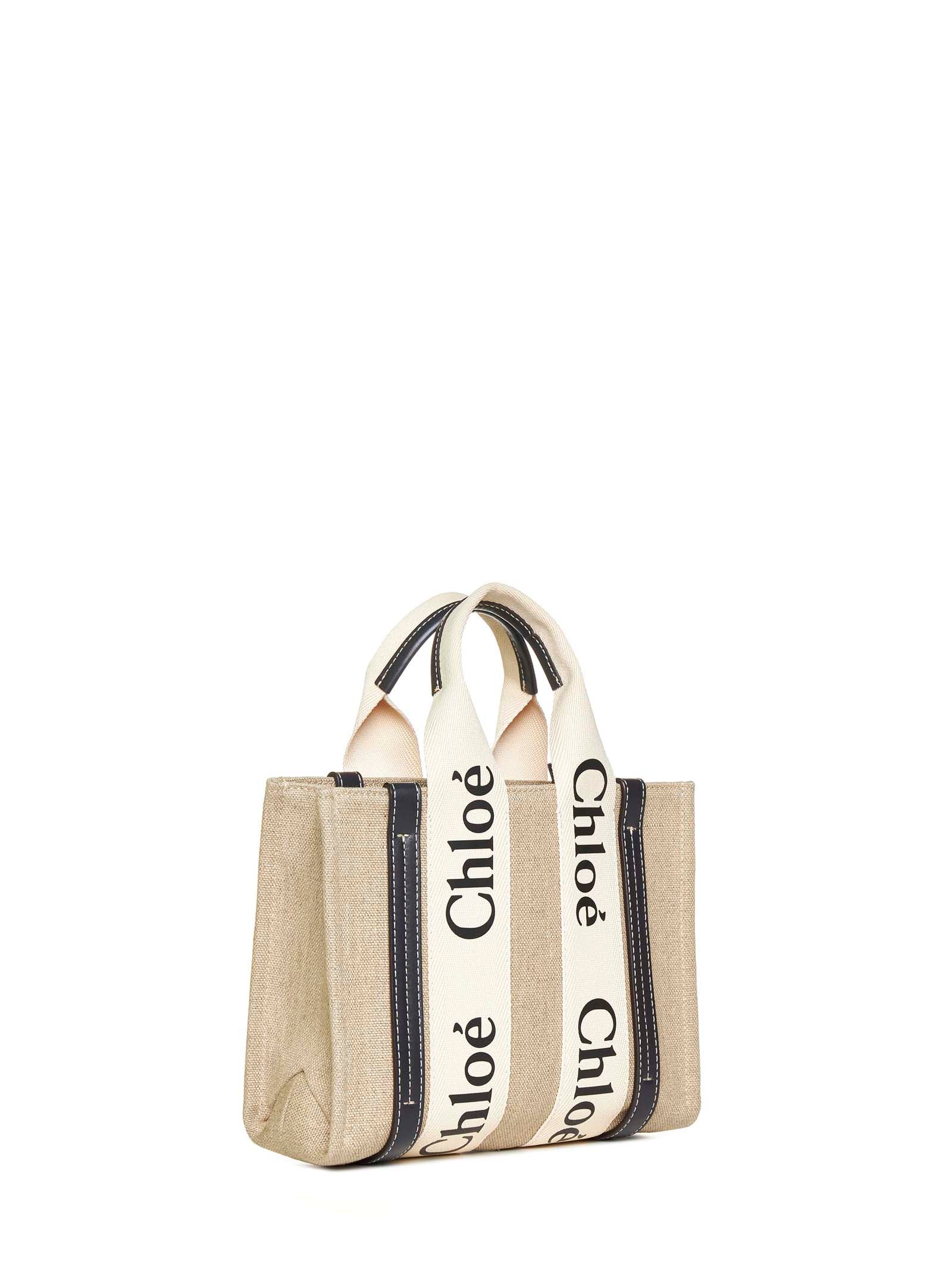 Chloé Women Small Woody Linen Tote Bag
