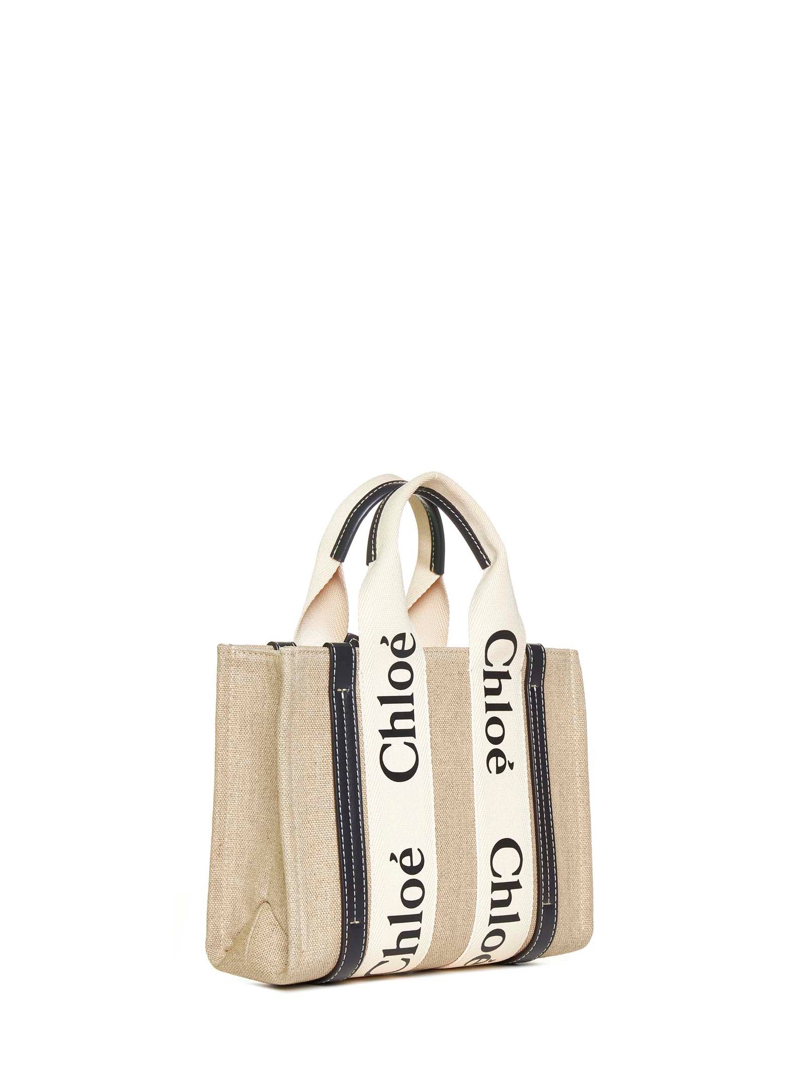 Chloé Women Small Woody Linen Tote Bag