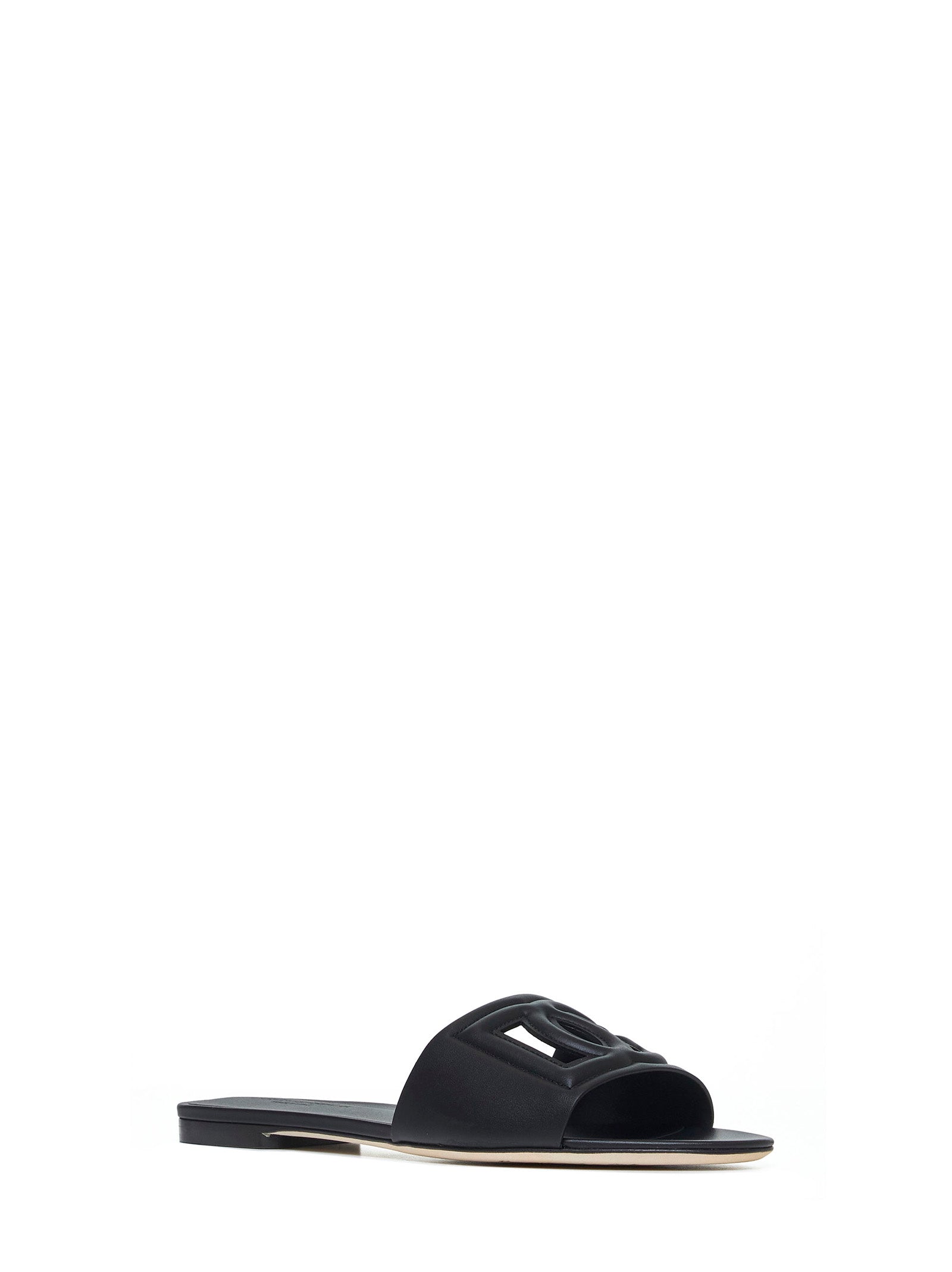 Dolce & Gabbana Women Calfskin Slides With Dg Millennials Logo