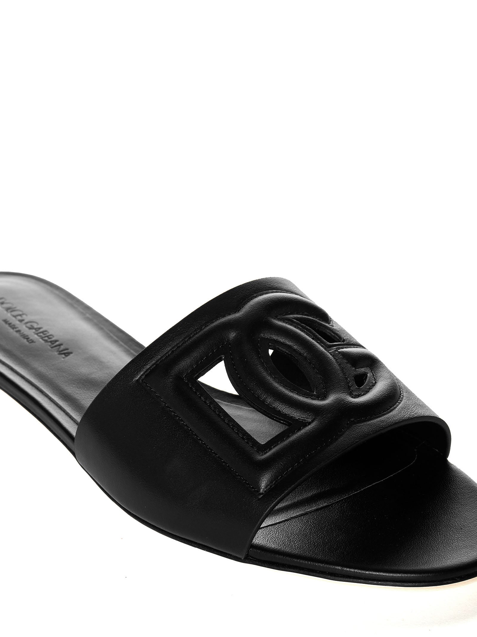 Dolce & Gabbana Women Calfskin Slides With Dg Millennials Logo