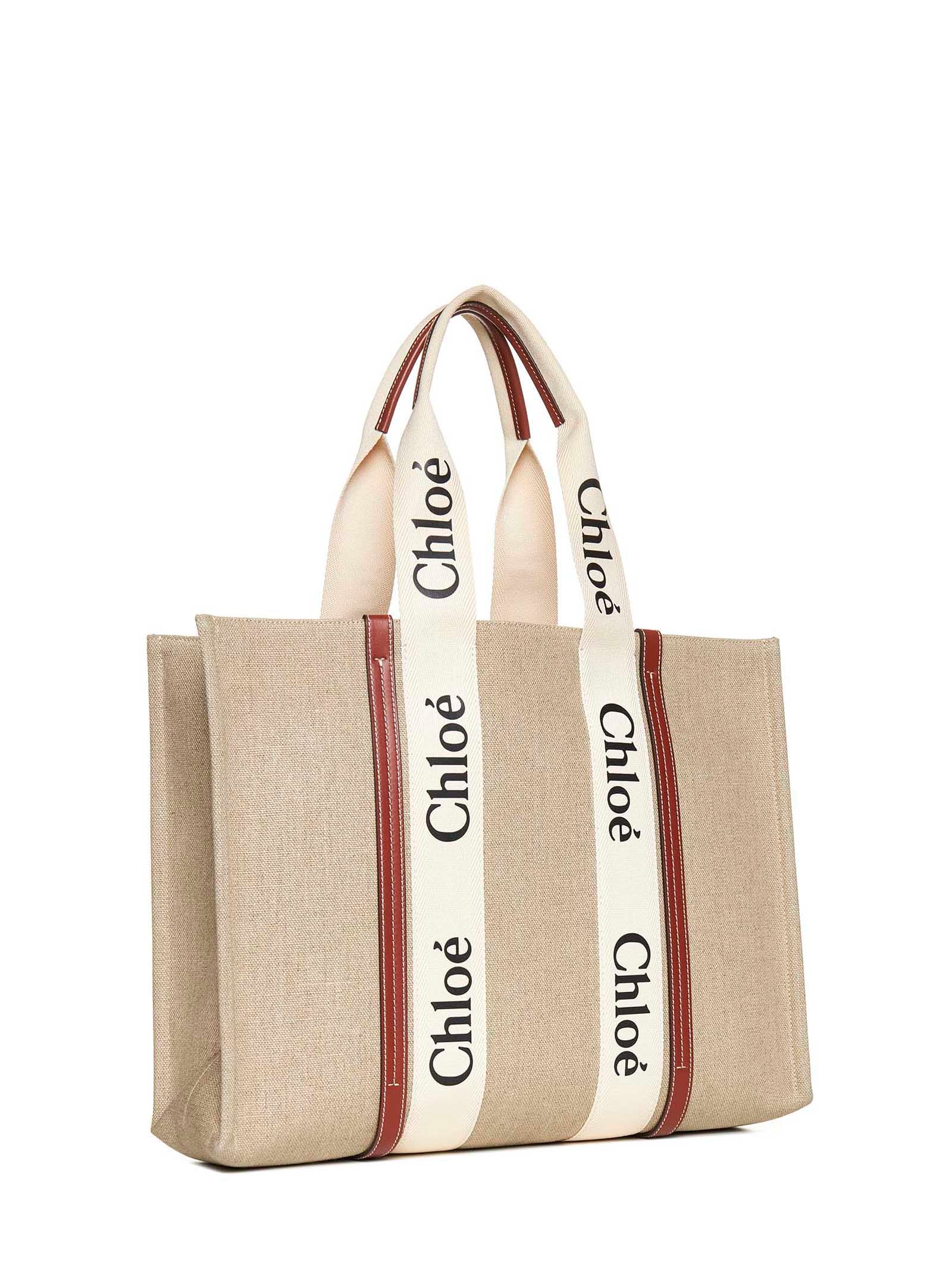 Chloé Women Woody Linen Tote Bag