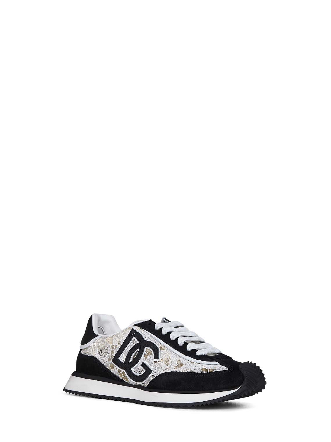 Dolce & Gabbana Women White And Black Dg Cushion Sneakers