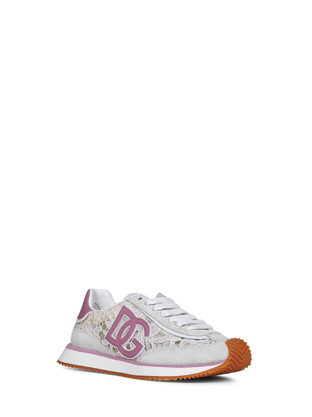 Dolce & Gabbana Women White And Pink Dg Cushion Sneakers