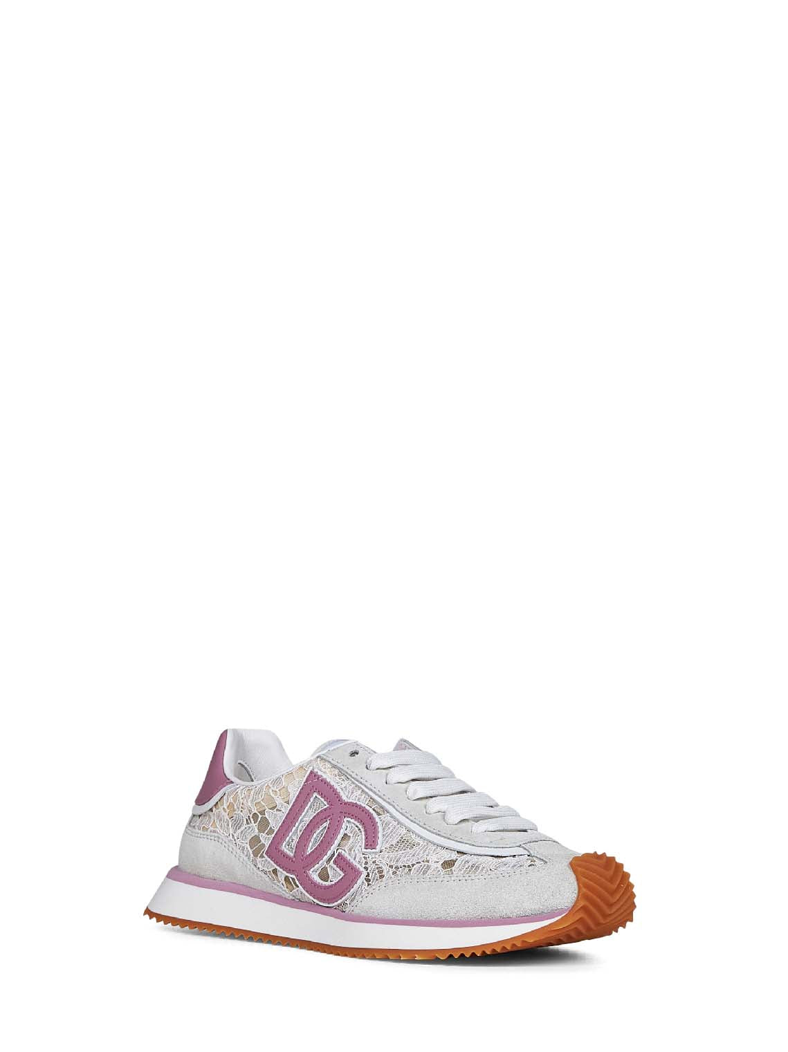 Dolce & Gabbana Women White And Pink Dg Cushion Sneakers