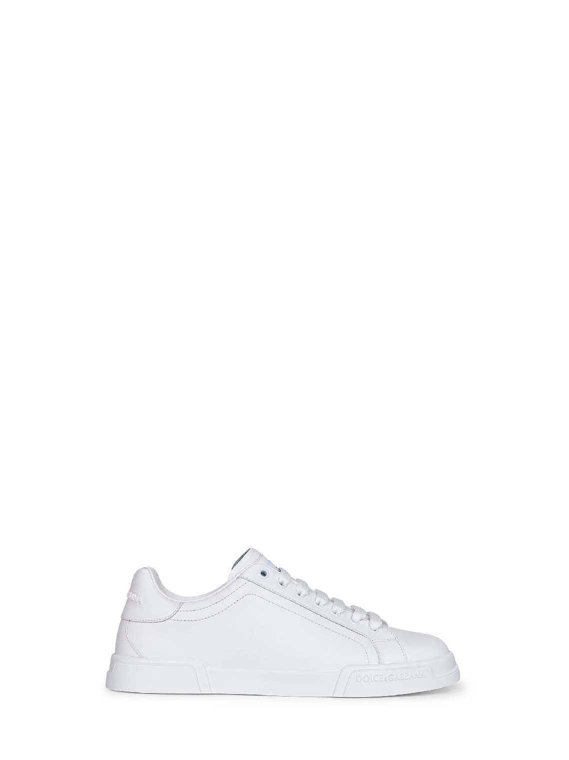 Dolce & Gabbana Men White Calf Leather Portofino Sneakers<Br/>
