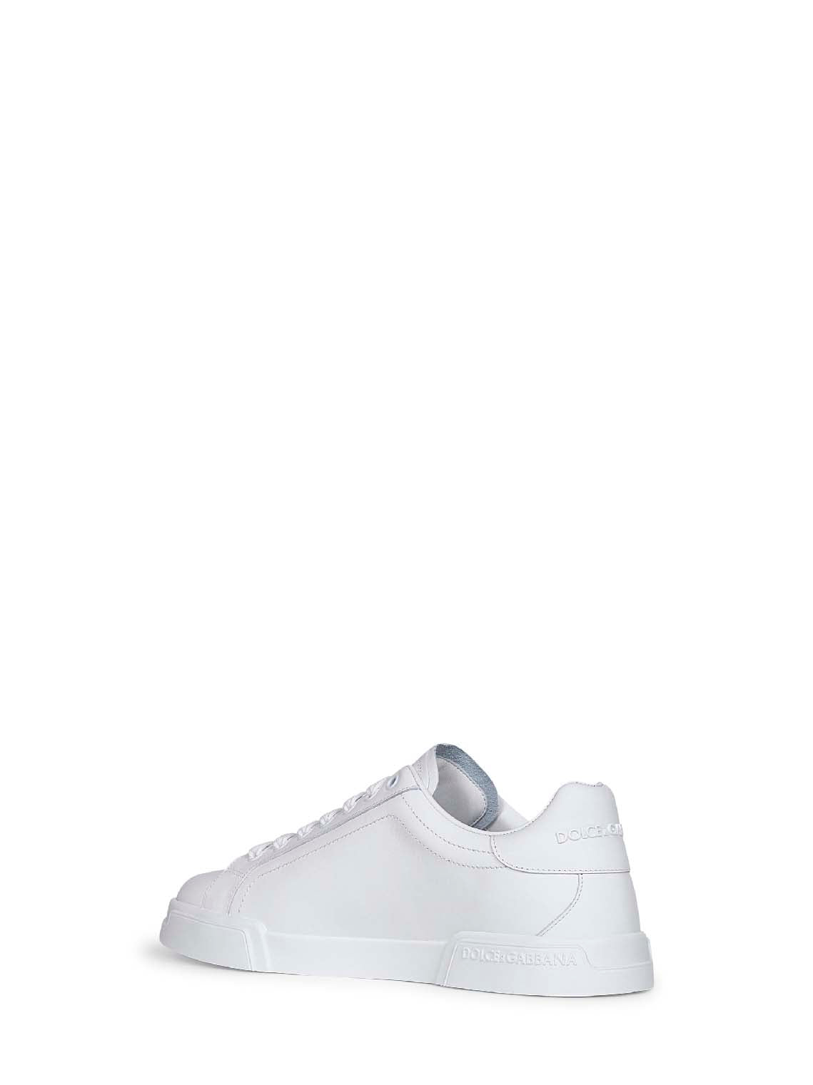 Dolce & Gabbana Men White Calf Leather Portofino Sneakers<Br/>