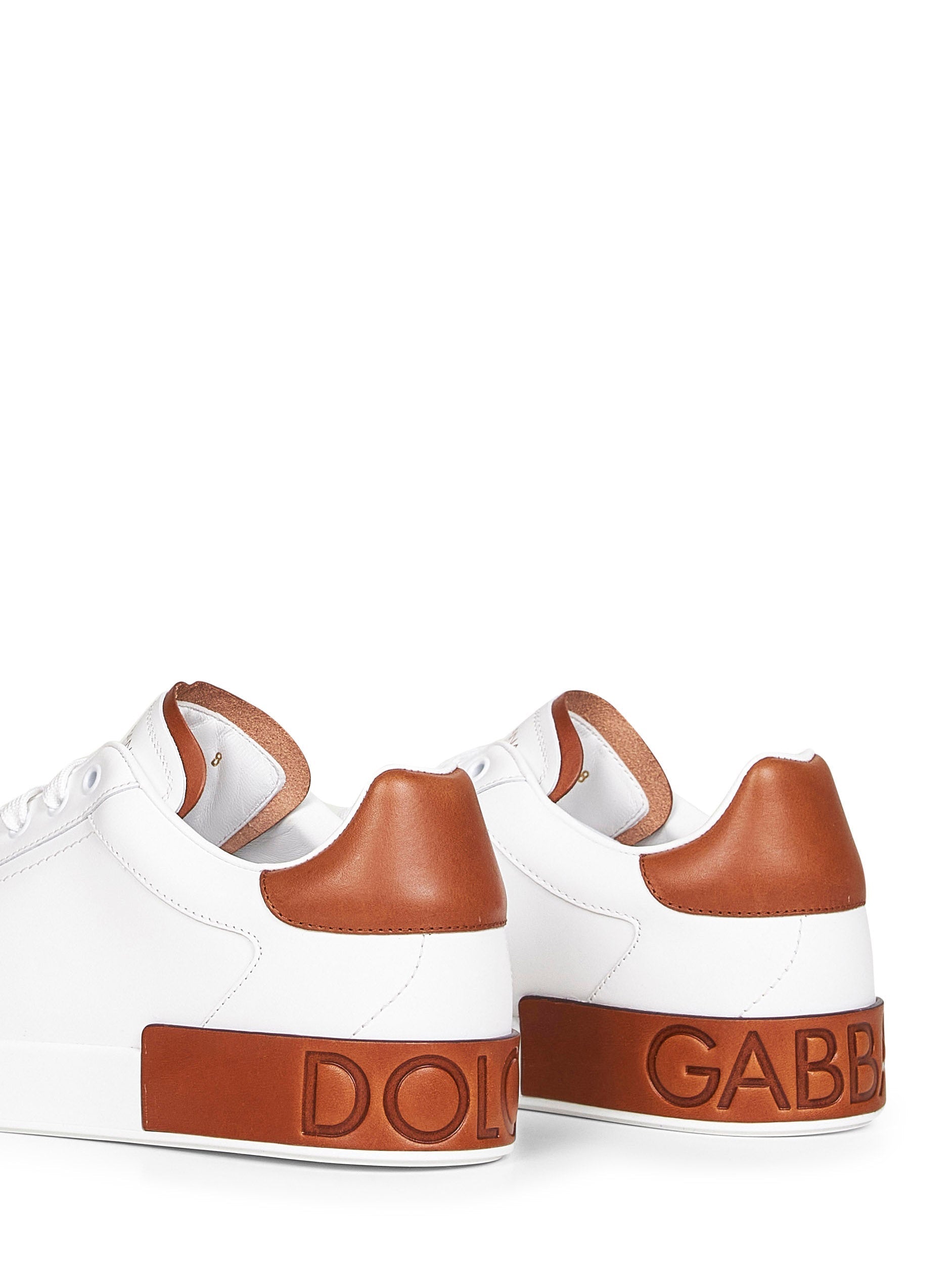 Dolce & Gabbana Men White Calf Leather Portofino Sneakers