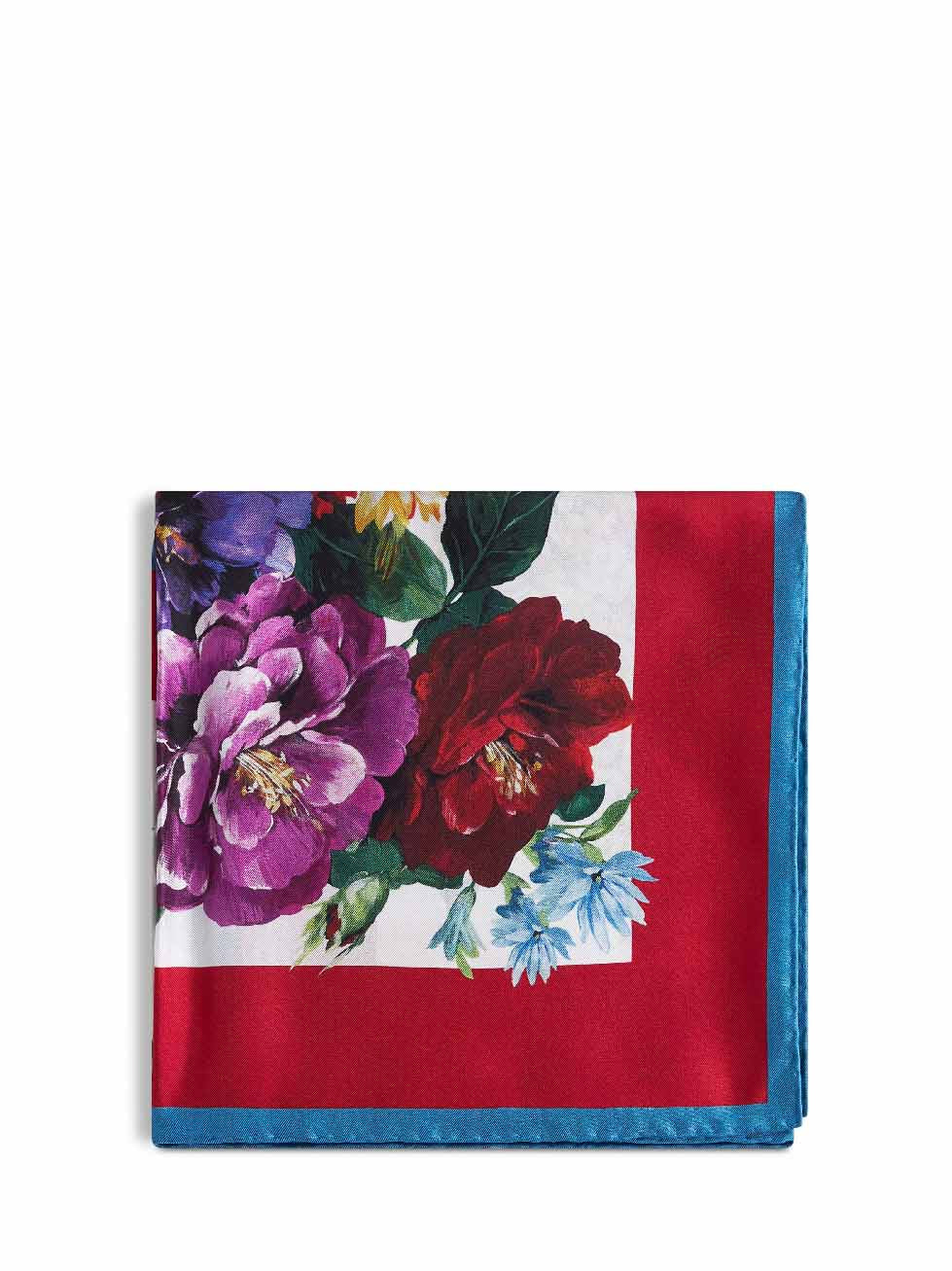 Dolce & Gabbana Women Flower Bouquet Print Silk Twill Scarf