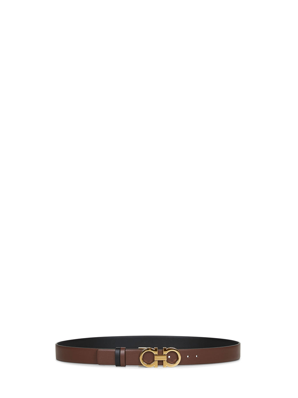 Cinto reversível Ferragamo Gancini em couro marrom cacau para mulheres<br>